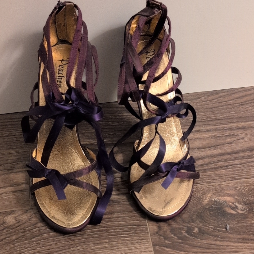 Peaches Purple Lace Up Heels